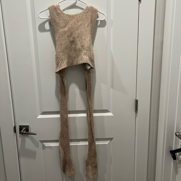 GANNI Rib Knit Tie Back Top - Picture 3 of 8